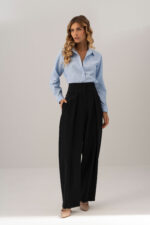 CALÇA PRETA CINTURA SUBIDA COM PREGA FERRACHE