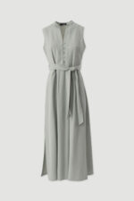 VESTIDO MIDI FLUIDO VERDE CHAMPANHE COM CINTO FERRACHE - Image 3