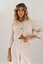 CASACO BEGE CROPPED ESTRUTURADO FERRACHE