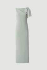 VESTIDO VERDE COMPRIDO COM DRAPEADO E LAÇO NO OMBRO FERRACHE - Image 4