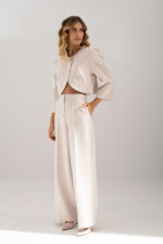 CALÇA CLÁSSICA BEGE WIDE LEG FERRACHE