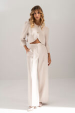 CALÇA CLÁSSICA BEGE WIDE LEG FERRACHE - Image 2