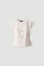 BLUSA BEGE ESTRUTURADA COM BOTÕES DOURADOS FERRACHE