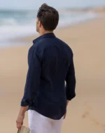 CAMISA DE LINHO GOLA ITALIANA  AZUL ZOLF - Image 2