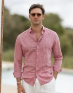 CAMISA DE LINHO GOLA ITALIANA BORGONHA ZOLF