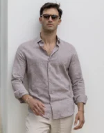 CAMISA DE LINHO GOLA ITALIANA CACAU ZOLF