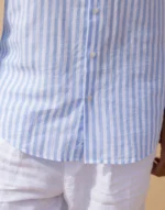 CAMISA GOLA ITALIANA DE LINHO COM RISCA AZUL CLARO ZOLF - Image 2