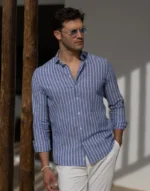 CAMISA GOLA ITALIANA DE LINHO COM CONTRASTE ZOLF