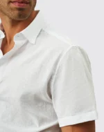 CAMISA DE LINHO MANGA CURTA GOLA ITALIANA BRANCA ZOLF - Image 3