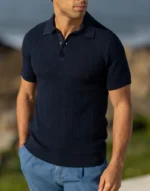 POLO TRICOT ESTRUTURADO COM BOTÕES AZUL ZOLF - Image 2