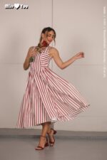 VESTIDO BRANCO COM RISCAS VERMELHAS MISS YOU