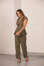 CALÇA VERDE KAKI COM PREGAS MISS YOU