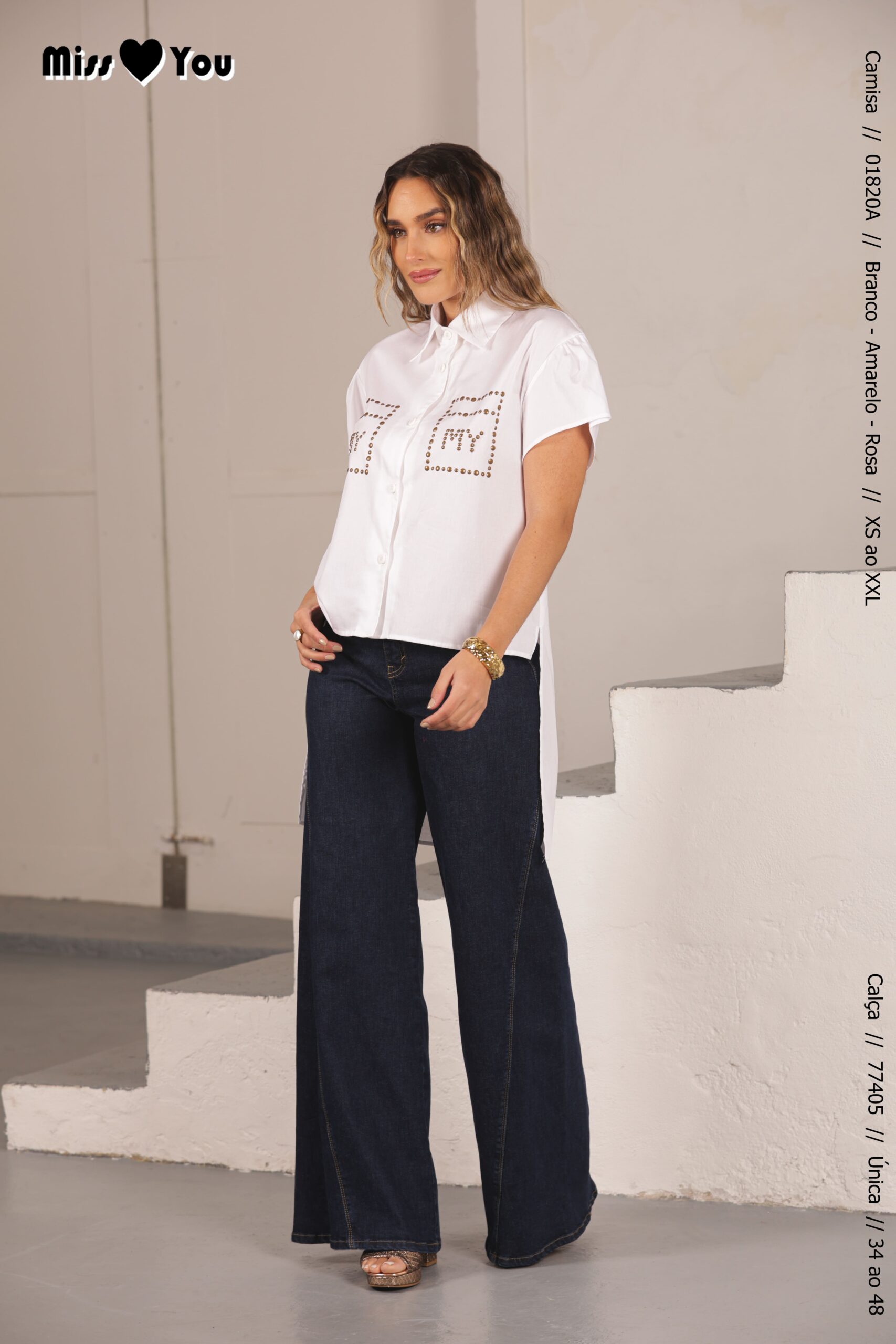 40.3FOTOS_FINAIS-107 CAMISA BRANCA ASSIMÉTRICA COM TAXAS MISS YOU - Image 1