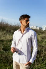 CAMISA DE RISCAS BEGE JOVITS