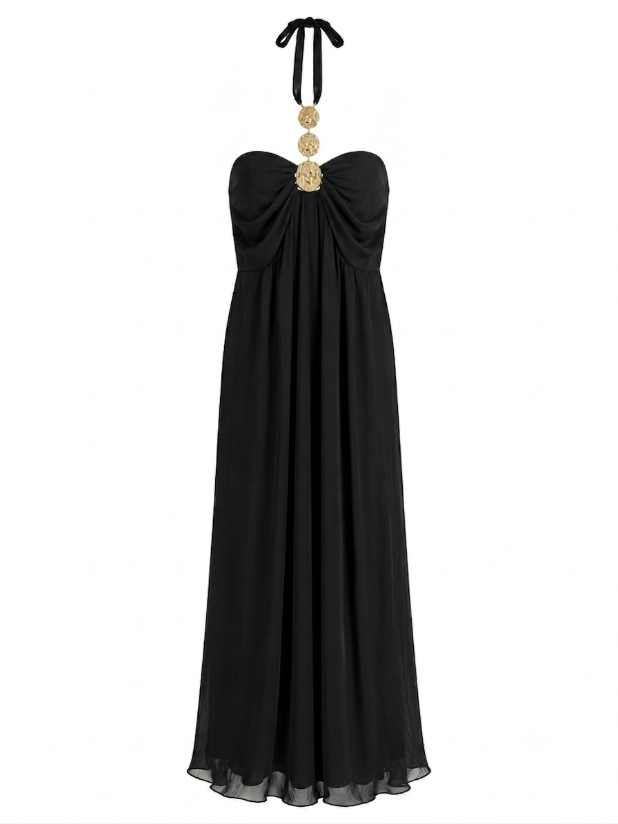 Gemini_Generated_Image_ktu3wzktu3wzktu3 VESTIDO PRETO COM DETALHE DOURADO NO PESCOÇO RINASCIMENTO - Image 1