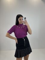 CAMISOLA ROSA COM ILHÓS CANELADA GIL SANTUCCI - Image 3