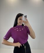 CAMISOLA ROSA COM ILHÓS CANELADA GIL SANTUCCI - Image 2