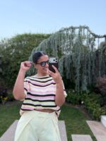 CAMISOLA ROSA DE MALHA ÀS RISCAS MULTICOLOR PONTO CHIC - Image 2