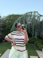 CAMISOLA ROSA DE MALHA ÀS RISCAS MULTICOLOR PONTO CHIC - Image 4