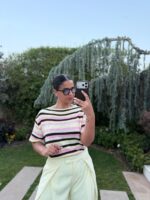 CAMISOLA ROSA DE MALHA ÀS RISCAS MULTICOLOR PONTO CHIC - Image 3