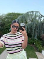 CAMISOLA ROSA DE MALHA ÀS RISCAS MULTICOLOR PONTO CHIC