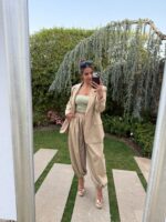 CONJUNTO BEGE ESCURO BLAZER E CALÇA PONTO CHIC - Image 3