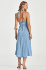 VESTIDO DE GANGA COM DECOTE EM V E ALÇAS LARGAS PONTO CHIC - Image 2