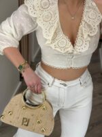 BLUSA BEGE COM RENDA E BORDADO PONTO CHIC - Image 5