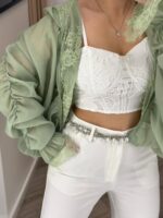 CASACO VERDE COM VOLUME E RENDA PONTO CHIC - Image 4