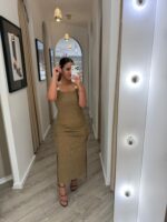 VESTIDO MIDI CASTANHO COM ALÇAS E DETALHE METÁLICO MISS YOU - Image 2