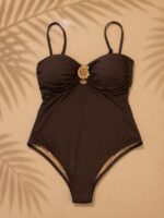 FATO DE BANHO CASTANHO COM CONCHA DOURADA LANÇA PERFUME