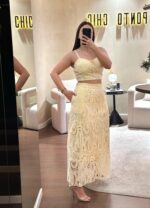 CONJUNTO AMARELO EM RENDA COM TOP E SAIA PONTO CHIC - Image 3