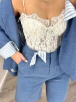 CORSET RENDA BRANCO COM COPA ESTRUTURADA PONTO CHIC - Image 2