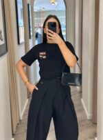 T-SHIRT PRETA COM ESTAMPADO COCKTAIL PONTO CHIC