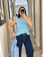 TOP AZUL BRILHO SEM MANGAS PONTO CHIC - Image 4