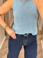 TOP AZUL BRILHO SEM MANGAS PONTO CHIC - Image 2