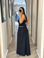 SAIA LONGA ACETINADO PRETO COM FIVELA GAELLE PARIS - Image 2