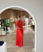 VESTIDO COMPRIDO CETIM VERMELHO RINASCIMENTO