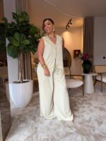 CALÇA FLUIDA VERDE COM CINTO PONTO CHIC