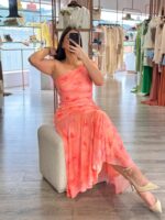 VESTIDO COMPRIDO CORAL DRAPEADO ESTAMPADO PONTO CHIC - Image 2