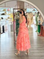 VESTIDO COMPRIDO CORAL DRAPEADO ESTAMPADO PONTO CHIC - Image 4