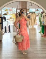 VESTIDO COMPRIDO CORAL DRAPEADO ESTAMPADO PONTO CHIC - Image 3