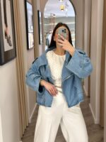 CASACO DE GANGA OVERSIZE AZUL PONTO CHIC