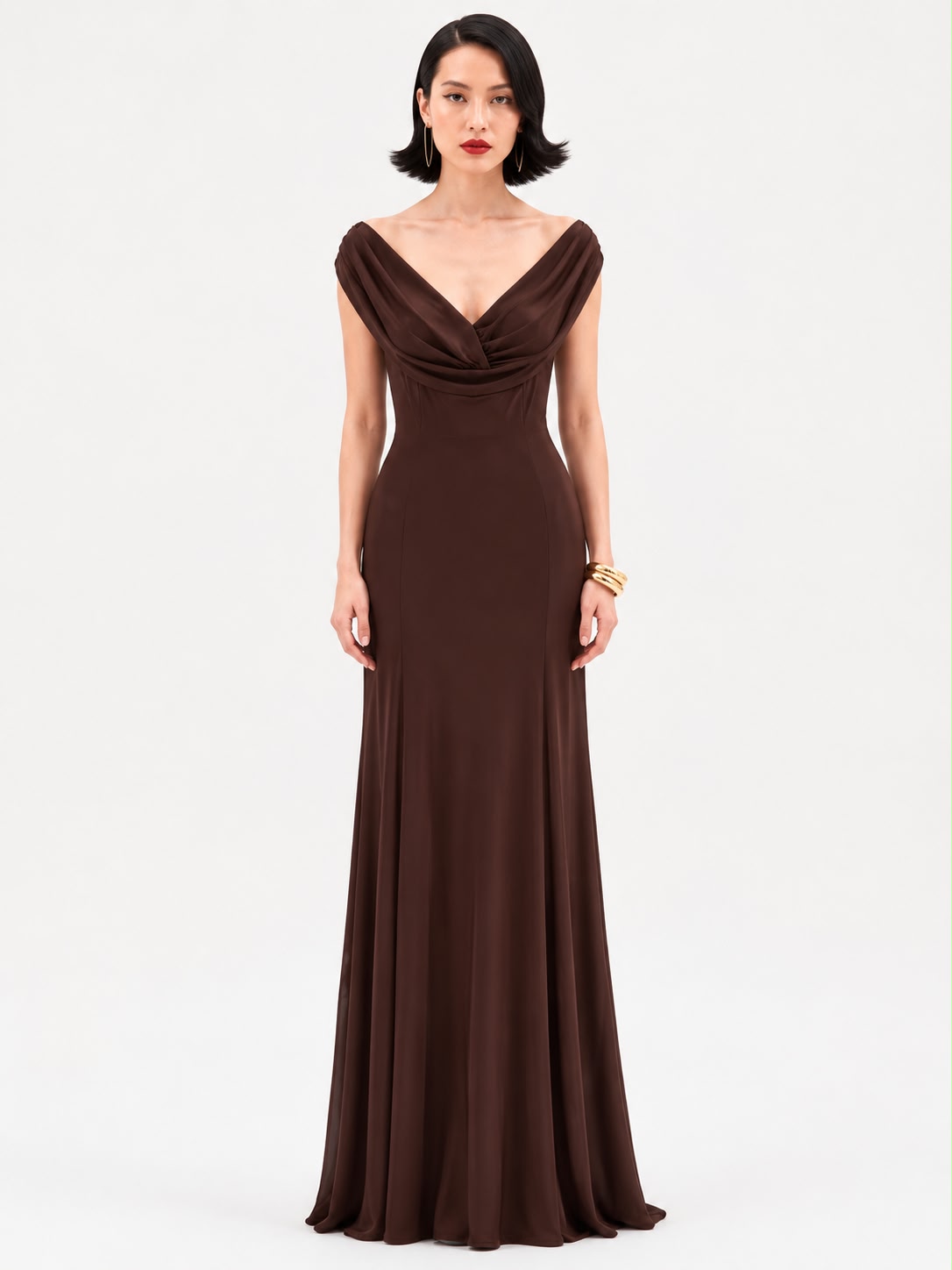 WhatsApp Image 2026-06-03 at 18.40.39 (2) VESTIDO MIDI CHOCOLATE COM DECOTE DRAPEADO RINASCIMENTO - Image 1