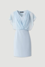 VESTIDO CURTO AZUL COM DRAPEADO CRUZADO FERRACHE - Image 4