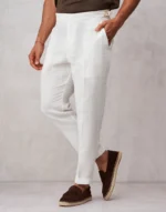 CALÇA DE LINHO OFF WHITE COM FIVELA ZOLF
