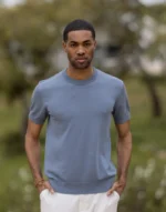 T-SHIRT TRICOT LISA AZUL CIANO ZOLF
