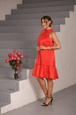 VESTIDO CURTO ACETINADO VERMELHO MISS YOU