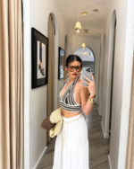 SAIA MIDI BRANCA COM CINTO EM CORDA PONTO CHIC - Image 2
