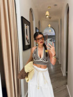 SAIA MIDI BRANCA COM CINTO EM CORDA PONTO CHIC - Image 3